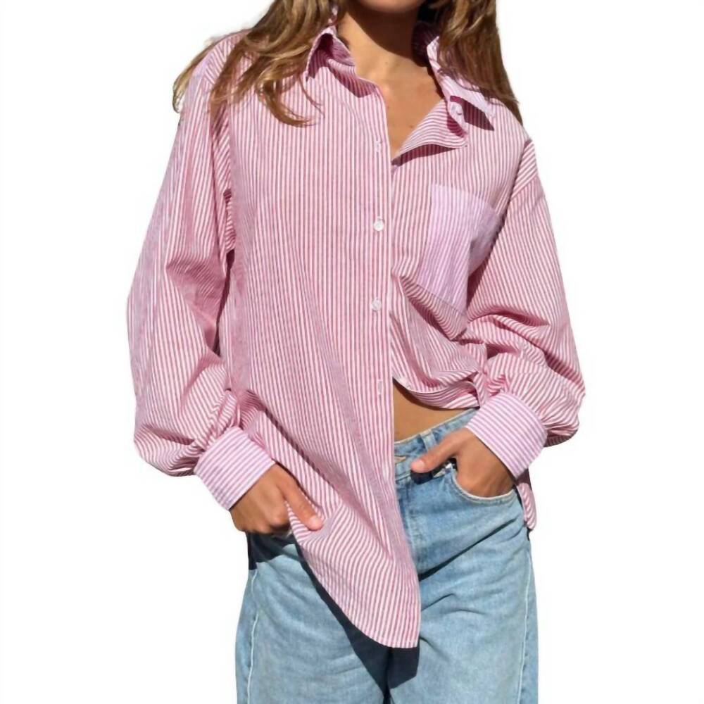 NEW ROSE CARMINE fines rayures shirt in red fushia